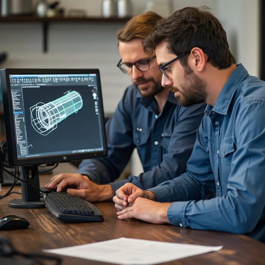 Ingenieros trabajando en diseño de equipo de café