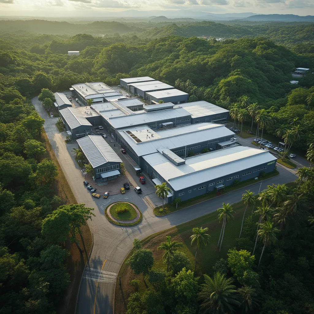 Vista aérea de planta de fabricación en Panamá